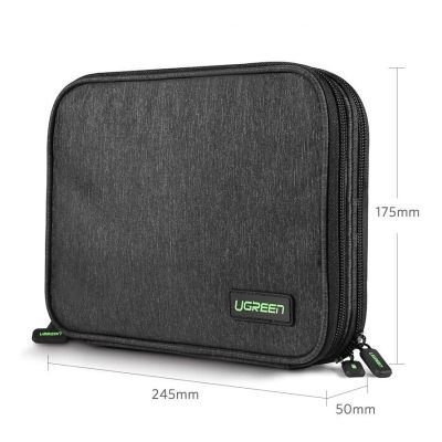8. Ugreen etui pudełko na dysk twardy HDD SSD telefon kable akcesoria 24,5 x 17,5 x 5 cm szary (50147 LP149)