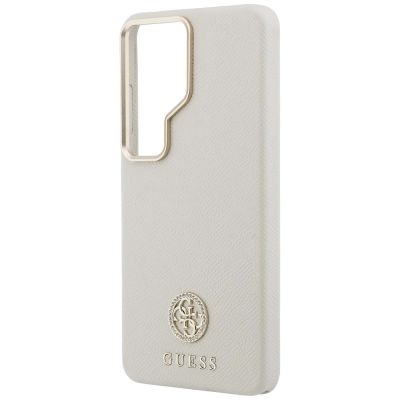 6. Etui Guess Rhinestone Round Logo MagSafe na Samsung Galaxy S26 Ultra - beżowe