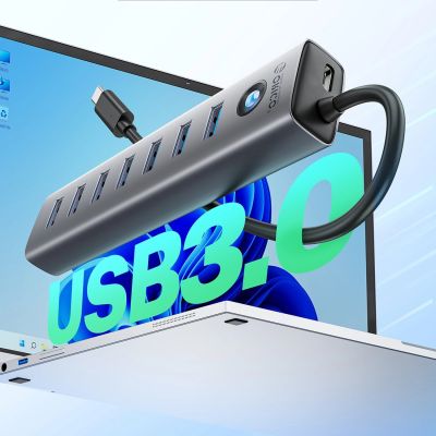 3. Hub Orico CL7U-U3 7x USB-A 3.0 + USB-C 5V/3A 1m - szary