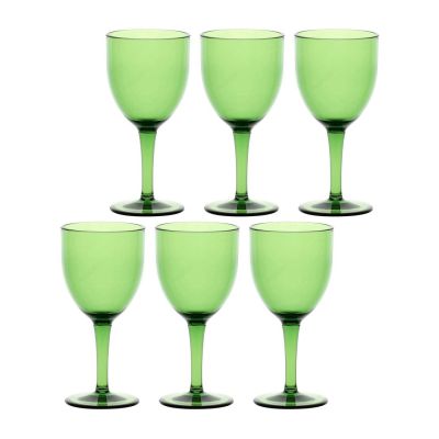 Zestaw 6 akrylowych kieliszków do wina 400 ml, zielony