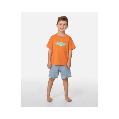 3. Koszulka chłopięca RIP CURL Ride The Wave Logo Tee - Boy pomarańczowa