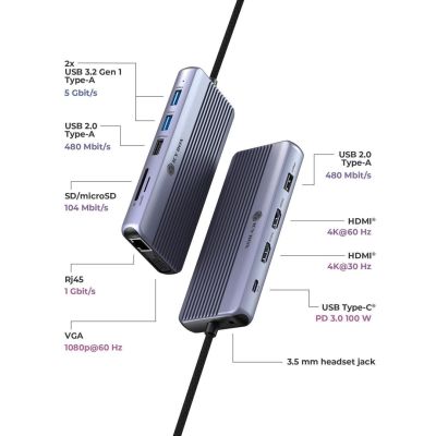 2. ICY BOX IB-DK4062-CPD Przewodowa USB 3.2 Gen 1 (3.1 Gen 1) Type-C Antracyt