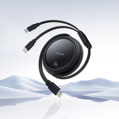 7. Kabel zwijany Baseus Bright Mirror Series USB-C - 2 x USB-C 100W 1m - czarny