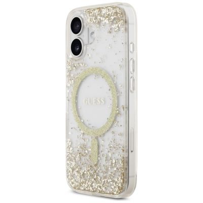 2. Etui Guess Resin Bottom Glitter MagSafe na iPhone 17 - złote