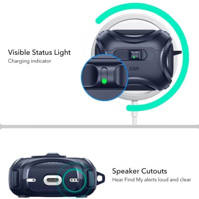 2. Etui ESR Cyber FlickLock MagSafe na AirPods Pro 3 - granatowe