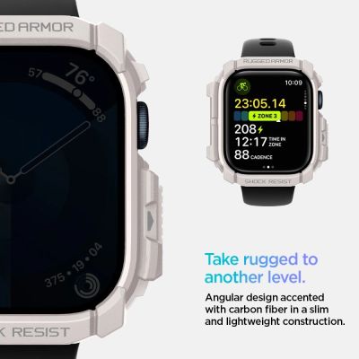 10. Pasek Spigen Rugged Armor na Apple Watch 10 46mm - beżowy