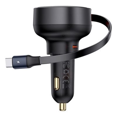 10. Ładowarka samochodowa Baseus Enjoyment Pro USB-C (żeńskie) / USB-C (męskie) 60W - czarna