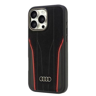 3. Etui Audi Genuine Leather z MagSafe na iPhone 16 Pro Max 6.9" - czarno-czerwone