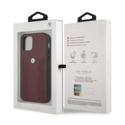 8. Etui BMW Leather Curve Perforate na iPhone 12 / iPhone 12 Pro - czerwone