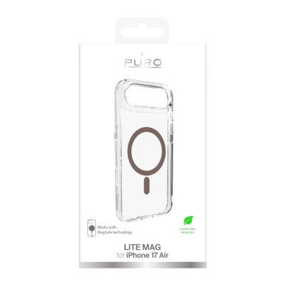 2. Etui Puro Lite Mag TPU+PC kompatybilne z MagSafe na iPhone 17 Air - przezroczyste z brązowym pierścieniem