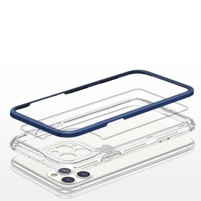 5. Clear 3in1 etui do iPhone 11 Pro Max żelowy pokrowiec z ramką niebieski