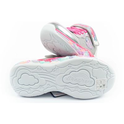 8. Skechers S Lights LED buty sportowe dziecięce dla dziewczynki na rzep szare