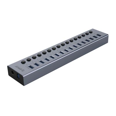2. Hub Orico BT2U3-16AB 16x USB-A 3.0 z włącznikami - szary