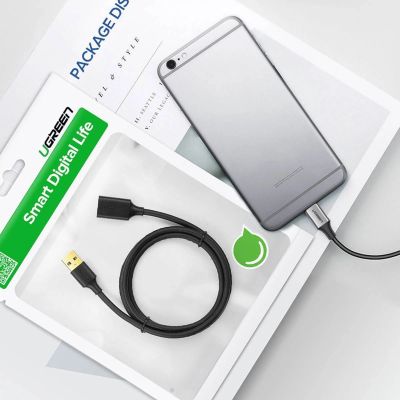 15. Ugreen kabel przedłużacz przejściówka USB-A (męski) - USB-A (żeński) USB 3.0 5Gb/s 0.5m czarny (US129)