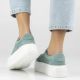 6. Skórzane półbuty sneakersy damskie ażurowe zielone Filippo  DP7520/26