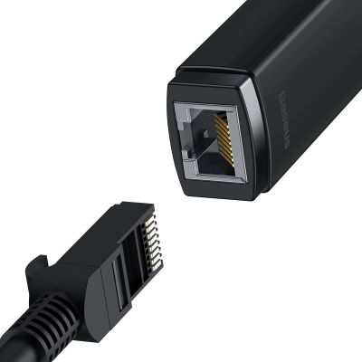 3. Baseus Lite Series zewnętrzna karta sieciowa USB Typ C - RJ-45 1Gbps (1000Mbps) czarny (WKQX000301)