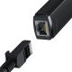 3. Baseus Lite Series zewnętrzna karta sieciowa USB Typ C - RJ-45 1Gbps (1000Mbps) czarny (WKQX000301)