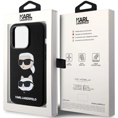 8. Etui Karl Lagerfeld Silicone Karl&Choupette Head na iPhone 15 Pro - czarne