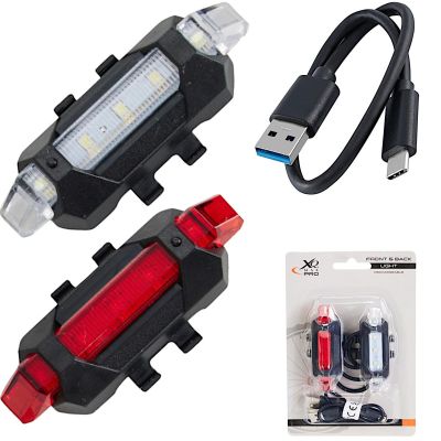 9. ZESTAW LAMP ROWEROWYCH LED PRZÓD I TYŁ XQMAX ŁADOWANIE USB