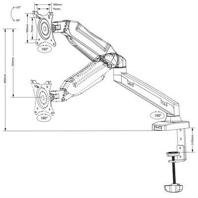 8. Uchwyt biurkowy do monitora Maclean MC-860 (biurkowy; 13" - 27"; max. 8kg)