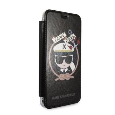 6. Etui Karl Lagerfeld Signature Glitter na iPhone X / Xs - czarne