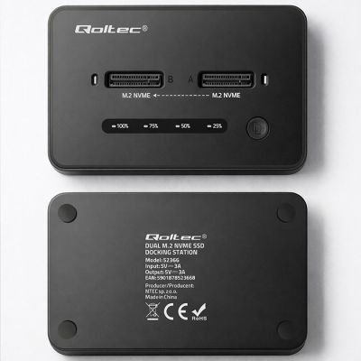 11. Qoltec Stacja dokująca dysków SSD M.2 NVMe| PCIe | USB-C | 20Gb/s | DUAL 2 x 8TB | klonowanie offline