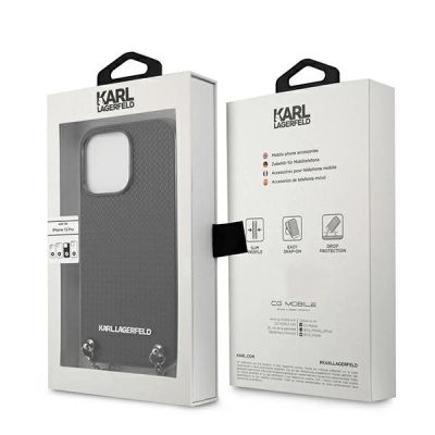 8. Etui Karl Lagerfeld Leather Textured and Chain na iPhone 13 Pro Max 6,7" - czarne