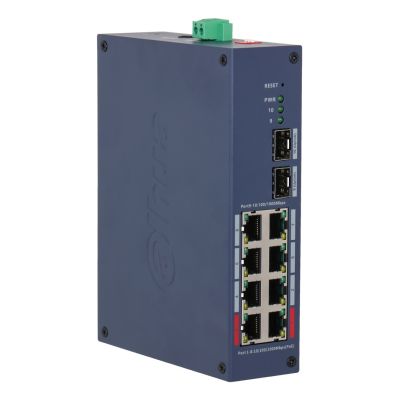 4. Dahua Technology CHS4210-8GT-110 przełącznik sieciowy Zarządzany L2 Gigabit Ethernet (10/100/1000) Obsługa PoE DIN rail Ciemny Niebieski