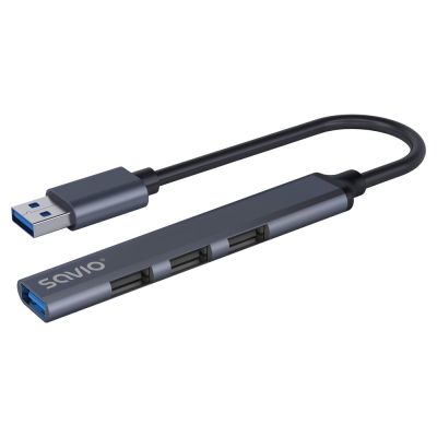 10. SAVIO HUB USB-A - 3 X USB-A 2.0, 1 X USB-A 3.0, SZARY AK-70
