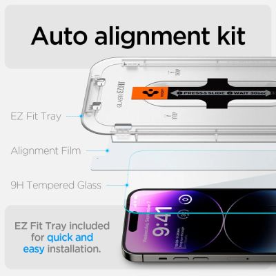 10. Szkło hartowane Spigen Glas.tR EZ Fit na iPhone 14 Pro - 2 szt.