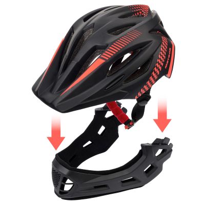 8. Kask rowerowy full-face Meteor Lupus S 48-52 cm czarny/czerwony