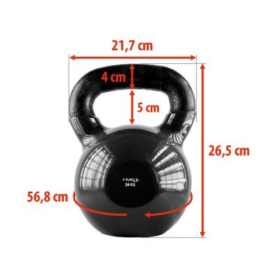 23. Kettelebell żeliwny pokryty winylem black HMS KNV24 