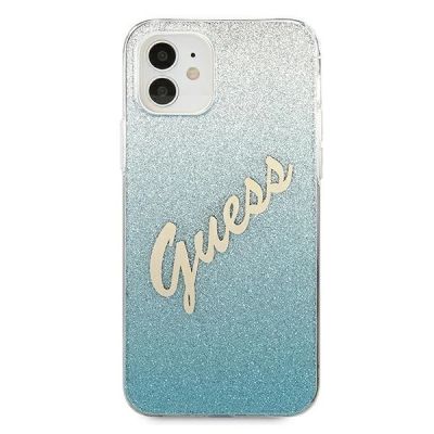 3. Etui Guess Glitter Gradient Script na iPhone 12 mini - niebieskie