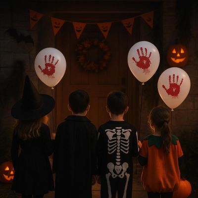 6. BALON DEKORACYJNY HALLOWEEN KRWAWY ODCISK DŁONI 10SZT