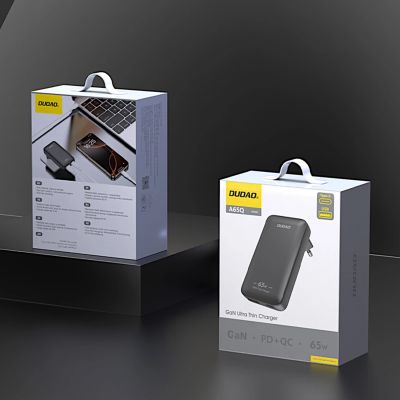 6. Ładowarka sieciowa podróżna GaN Dudao A65Q 65W USB-A / USB-C PD ultracienka EU / US - czarna