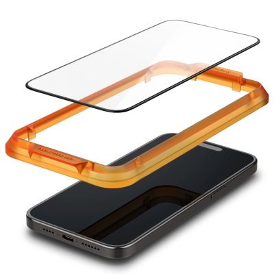 4. Szkło hartowane Spigen ALM Glass FC na iPhone 15 - czarne 2 szt.
