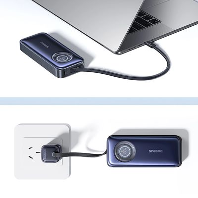 12. Powerbank Baseus EnerCore CR11 20000mAh 67W ze zwijanym kablem USB-C - czarny