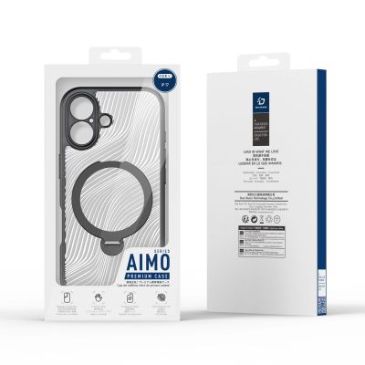 7. Etui Dux Ducis Aimo Mag z pierścieniem magnetycznym i podstawką na iPhone 17 – czarne