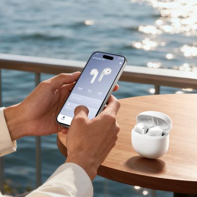 16. Słuchawki bezprzewodowe Joyroom JR-FB1 Funpods Bluetooth 6.0 douszne TWS z funkcjami AI - białe
