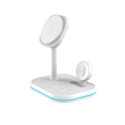 3. Ładowarka Tech-Protect QI15W-A27 indukcyjna 3w1 ze stojakiem z MagSafe na smartfon / Apple Watch / AirPods - biała