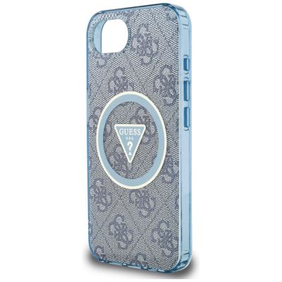 6. Etui Guess IML Metal Glitter 4G Circle Triangle MagSafe na iPhone 16e - niebieskie