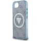 6. Etui Guess IML Metal Glitter 4G Circle Triangle MagSafe na iPhone 16e - niebieskie