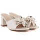 3. Klapki damskie na słupku z kwiatem beżowe Potocki LE20336