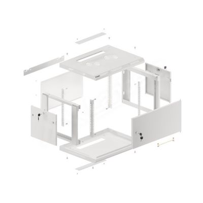 8. LANBERG SZAFA WISZĄCA RACK 19" 6U 600X450 DRZWI METALOWE SZARA (FLAT PACK) WF01-6406-00S