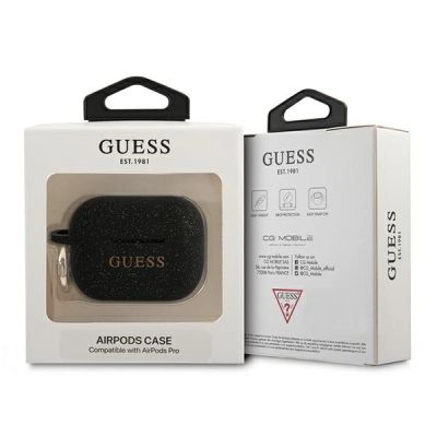 3. Etui Guess Silicone Glitter na AirPods Pro - czarne