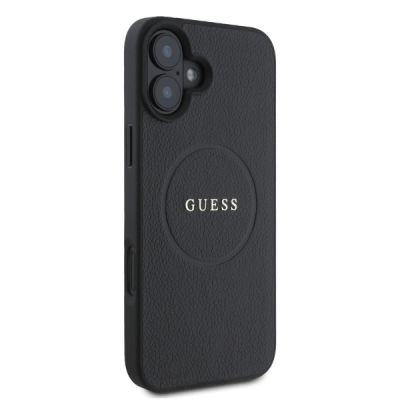 4. Etui Guess Grained Gold Ring MagSafe na iPhone 16 - czarne