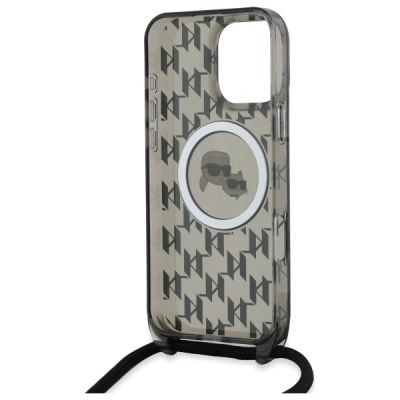6. Etui Karl Lagerfeld IML Crossbody Monogram Karl & Choupette Head MagSafe na iPhone 16 Pro Max - czarne