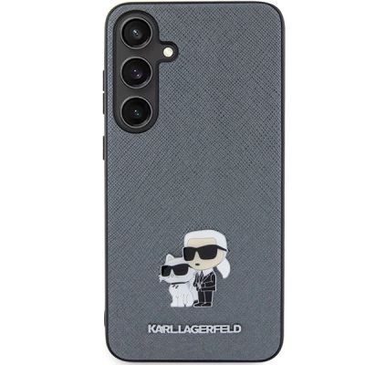 3. Etui Karl Lagerfeld Saffiano Karl&Choupette Metal Pin na Samsung Galaxy S24+ - szare