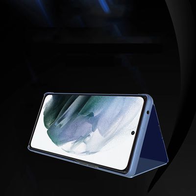 6. Clear View Case etui do Samsung Galaxy S25 Ultra pokrowiec z klapką - niebieskie