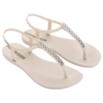 7. Ipanema Sandal Class sandały japonki damskie beżowe z cyrkoniami
